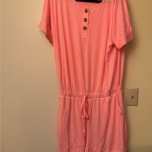 Zenana Outfitters Pink Button-Front Jumpsuit